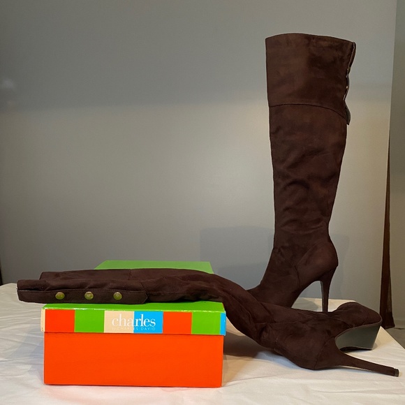 - - Charles David Brown Microsuede Adelina Boot - Picture 1 of 8